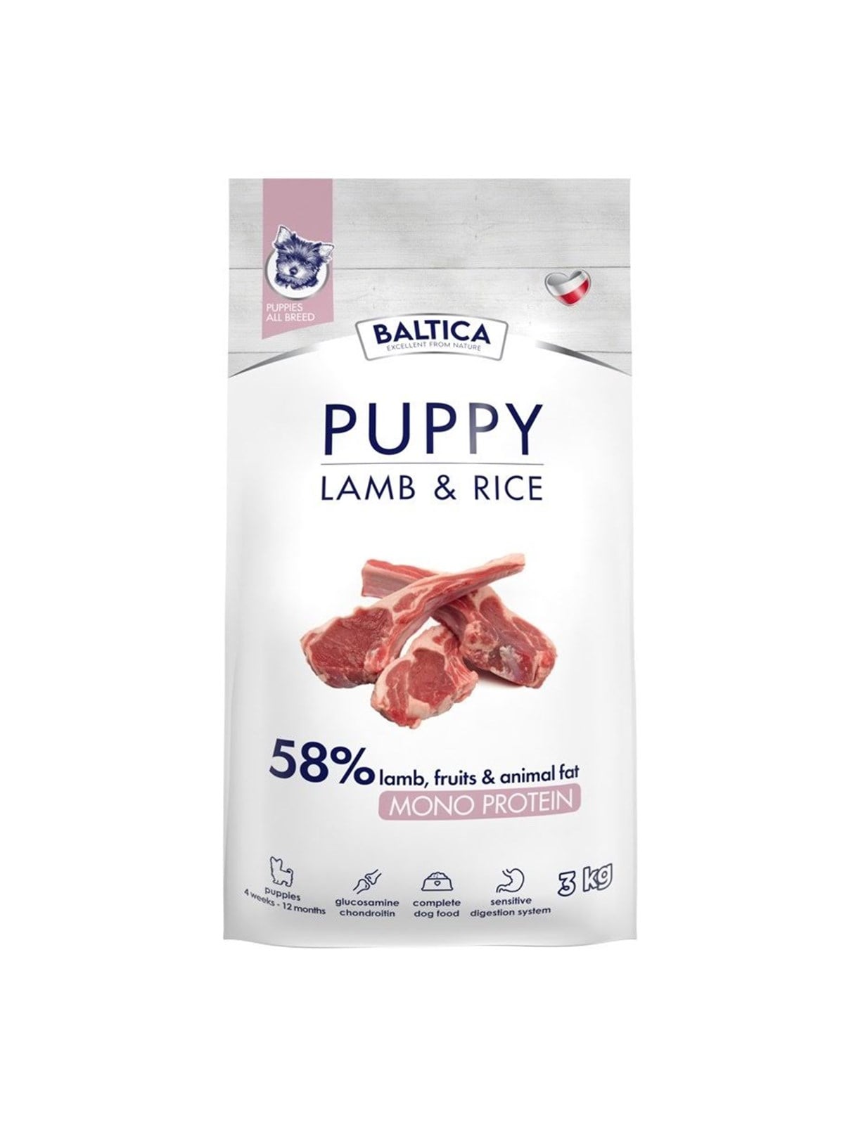 BALTICA Nutraceutic Puppy Lamm mit Reis Mono - Trockenfutter für Hunde - 3kg