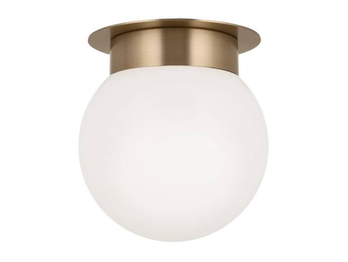 Plafonnier affleurant Acier, Verre Opalin Brillant Champagne Bronze