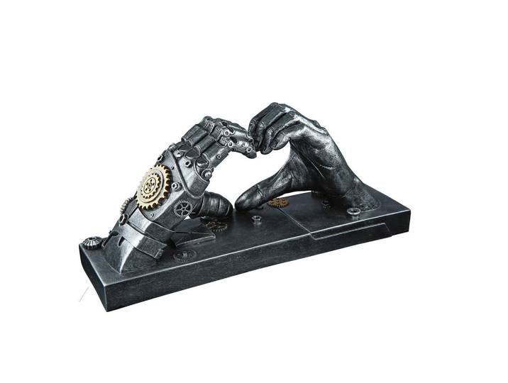 Skulptur Steampunk Hand, Silberfarben, Kunststoff, Objekte, 35x16x9.5 cm, Dekoration, Dekofiguren & Skulpturen, Skulpturen
