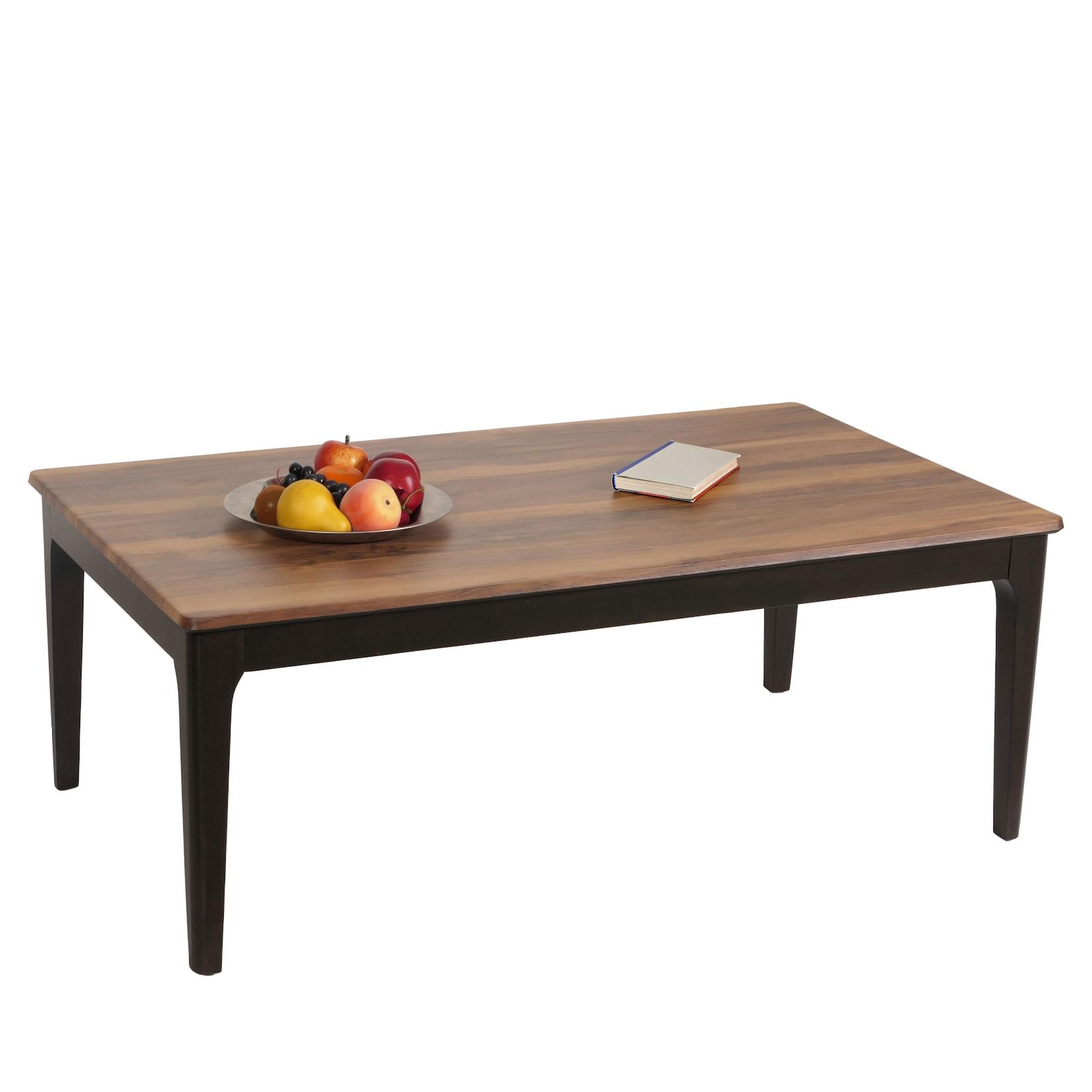 Couchtisch MCW-M55, Beistelltisch Sofatisch, Massiv-Holz HDF Laminat Melamin 46x120x70cm Sheesham Holz-Optik helle Beine