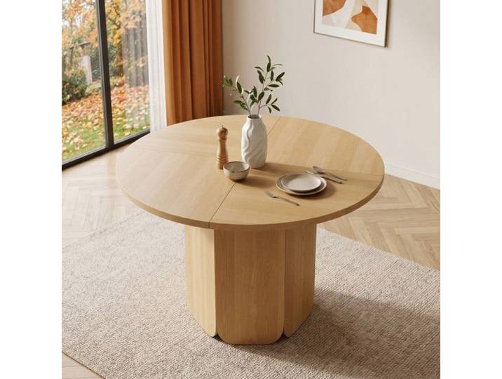 Table de repas ronde Style scandinave-minimaliste Haute qualité 120 x 120 cm Design classique Pour 4-6 personnes