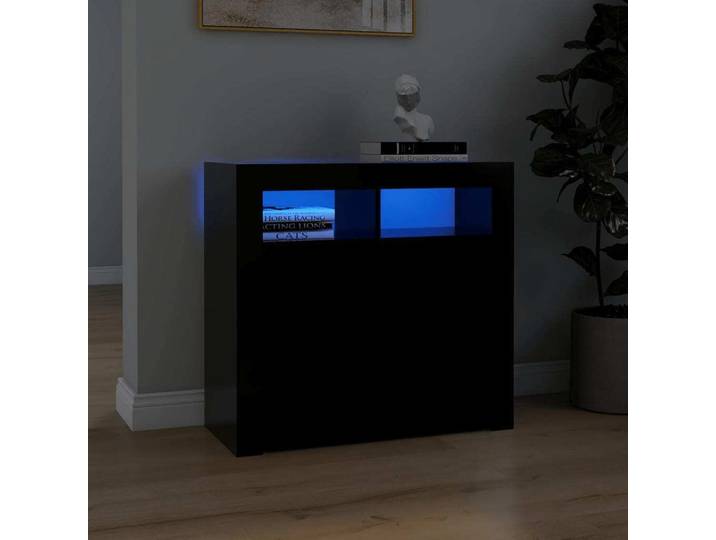 vidaXL Sideboard avec lampes LED noir 80x35x75 cm