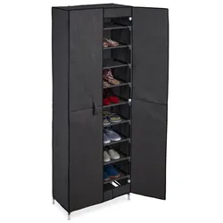 Relaxdays Schuhschrank Stoff 30 Paar Schuhe Anthrazit,Schwarz