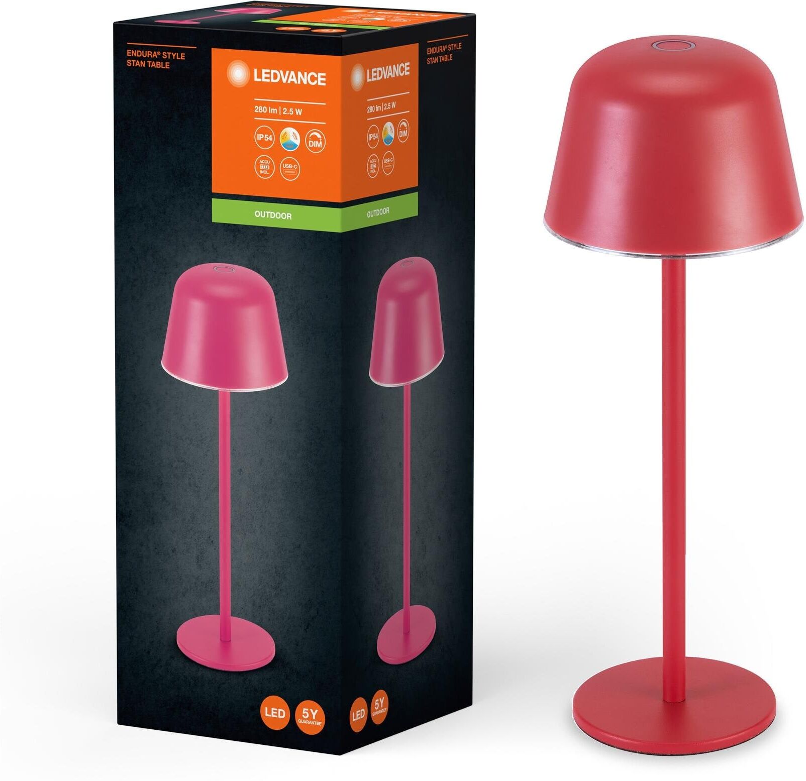 LED Tischleuchte "CCT USB", pink (magenta), Ø 11cm H: 30cm, Leuchten, LED Tischleuchte magenta Ø 11cm H: 30cm