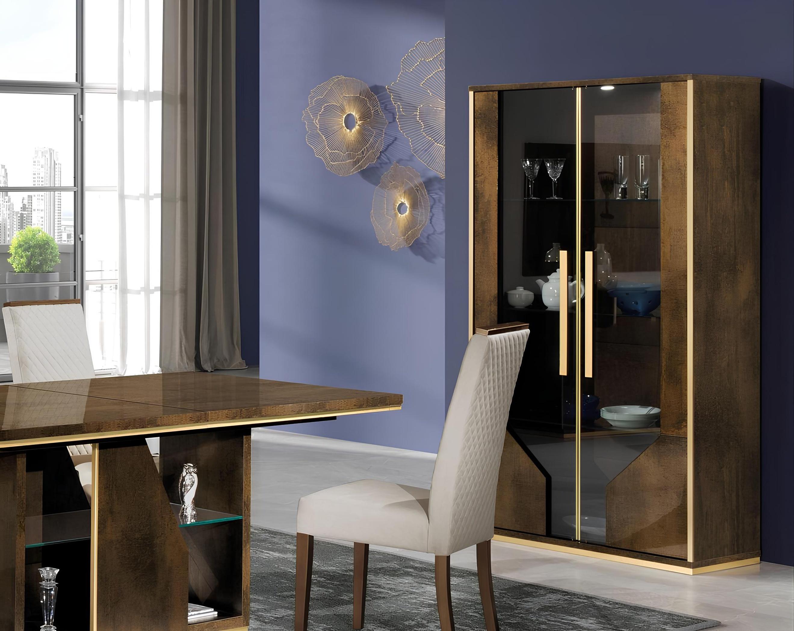 Esszimmer Esstisch Stuhl Kommode Spiegel Vitrine Luxus Gruppe Tische Set 8tlg.