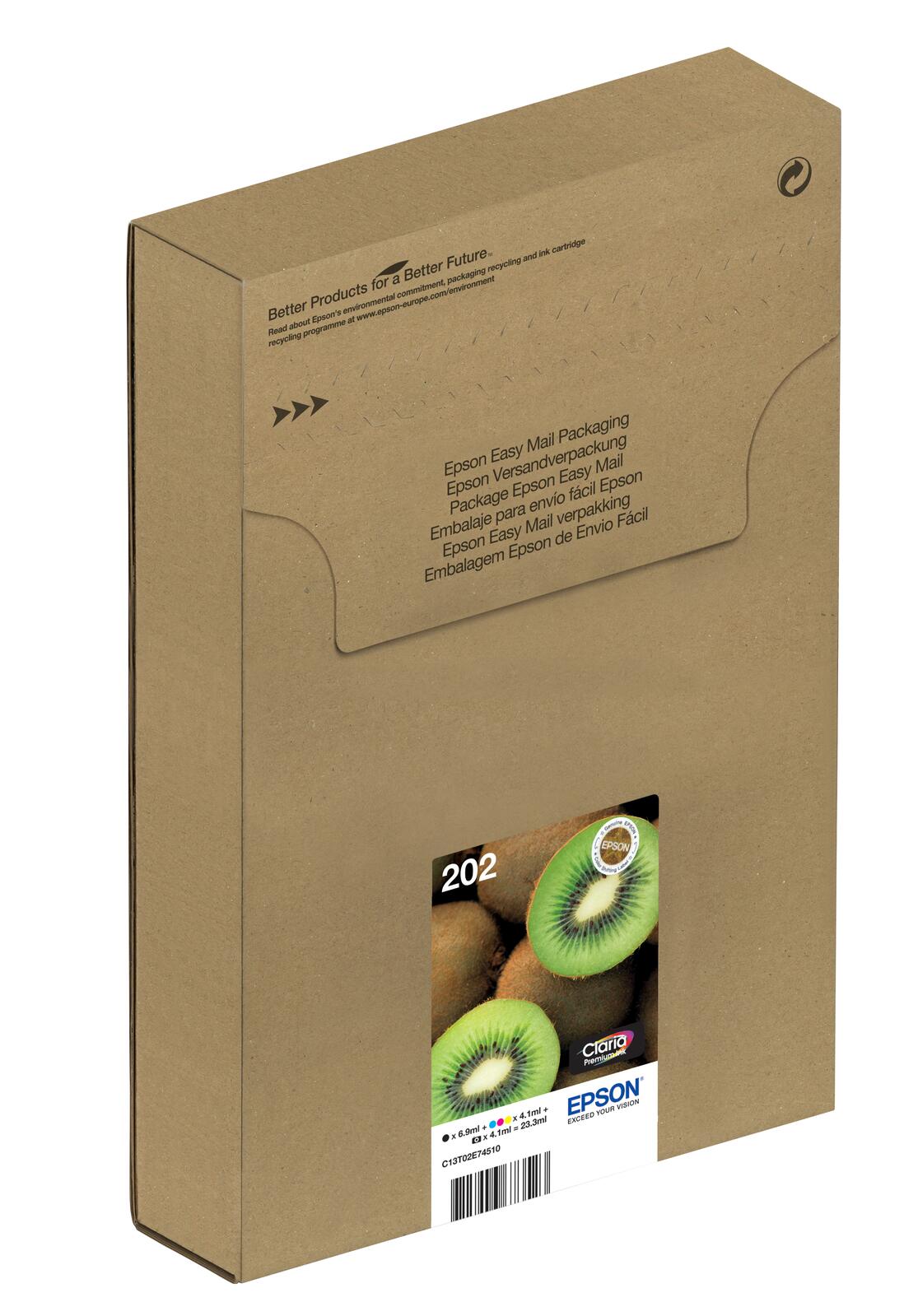 Epson Original Easy Mail Packing 202 Kiwi Druckerpatronen 5er Multipack BK/PB/C/M/Y (C13T02E74510)