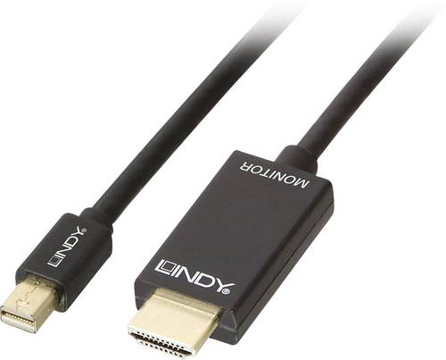 LINDY Mini-DisplayPort / HDMI Adapterkabel Mini DisplayPort Stecker, HDMI-A Stecker 2.00 m Schwarz 36927 DisplayPort-Kabel