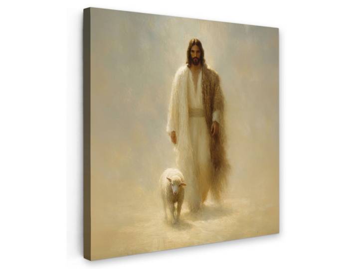 LEINWANDBILD Schaf - Jesus - Pinselstriche - Abstrakt Wandbild Wohnzimmer 50x50 cm