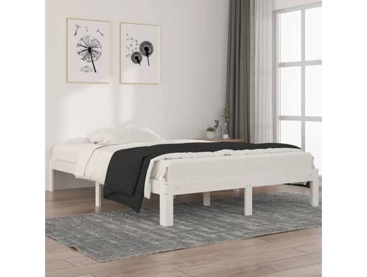 Soldes Flottants Lit double 140x200cm Structure de lit classique sans matelas blanc Bois de pin massif 140x200cm