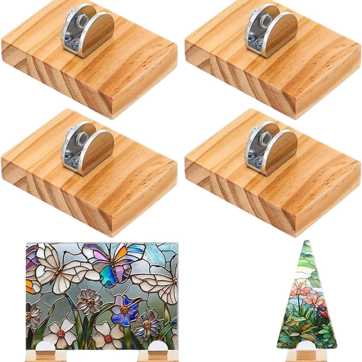 Omgoods Mini Houten Displaystandaards - Set van 4