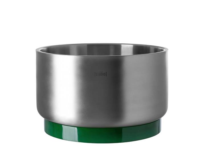 Weinkühler FINK STUDIO ICE LOVE , silber (grau, grün), B:32cm H:16cm T:32cm Ø:32cm, Edelstahl, Eiskübel, Weinkühler, in Geschenkverpackung