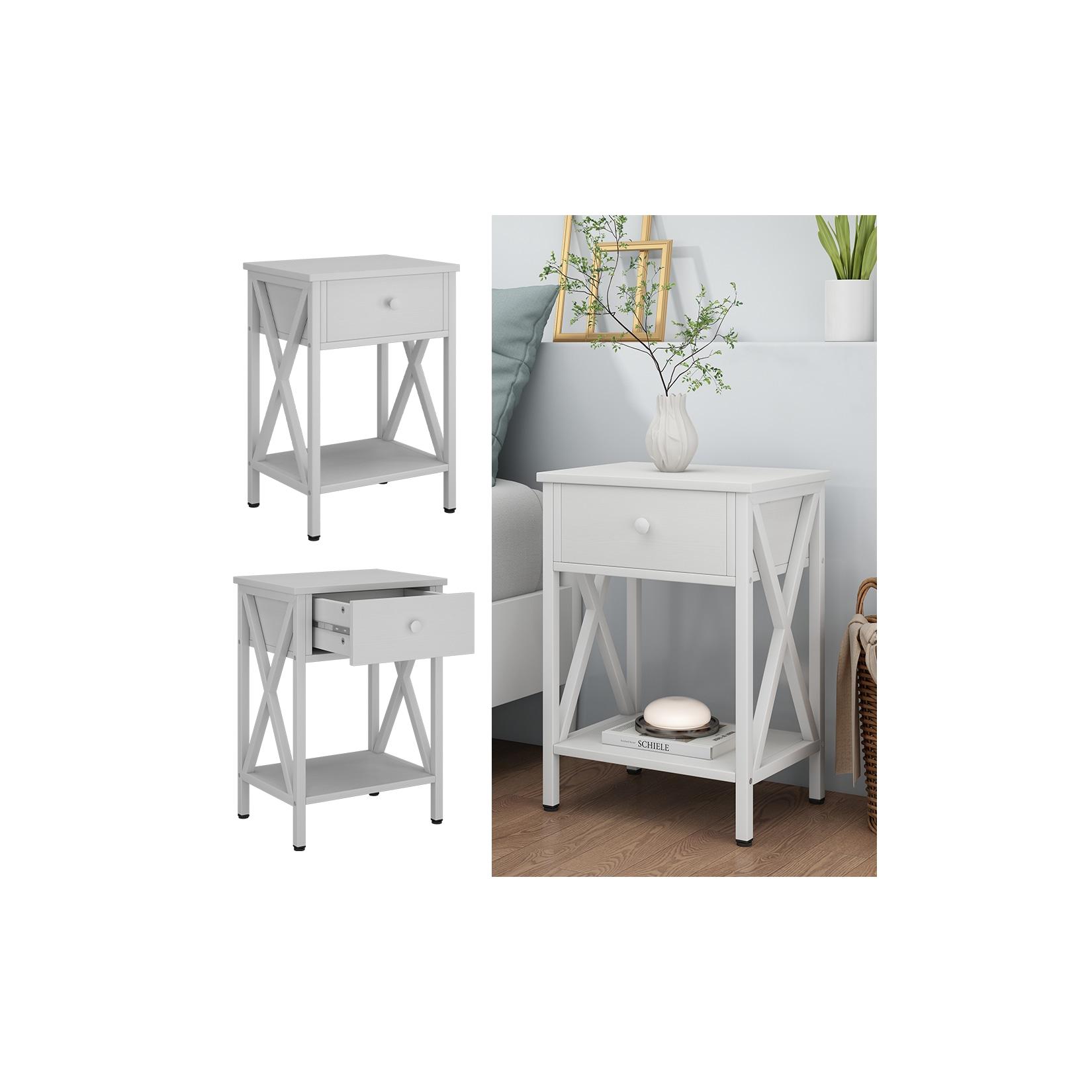Vicco Nachttisch Keno Weiß 40 x 55 cm 2er Set