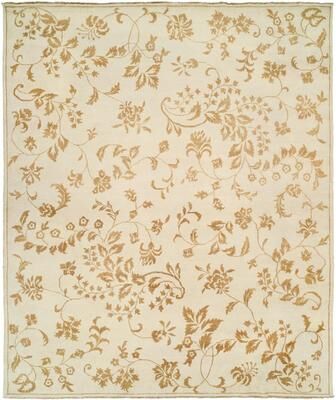 KALATY Carol Bolton Alabaster Leaf Cream Wool Hand-knotted Area Rug