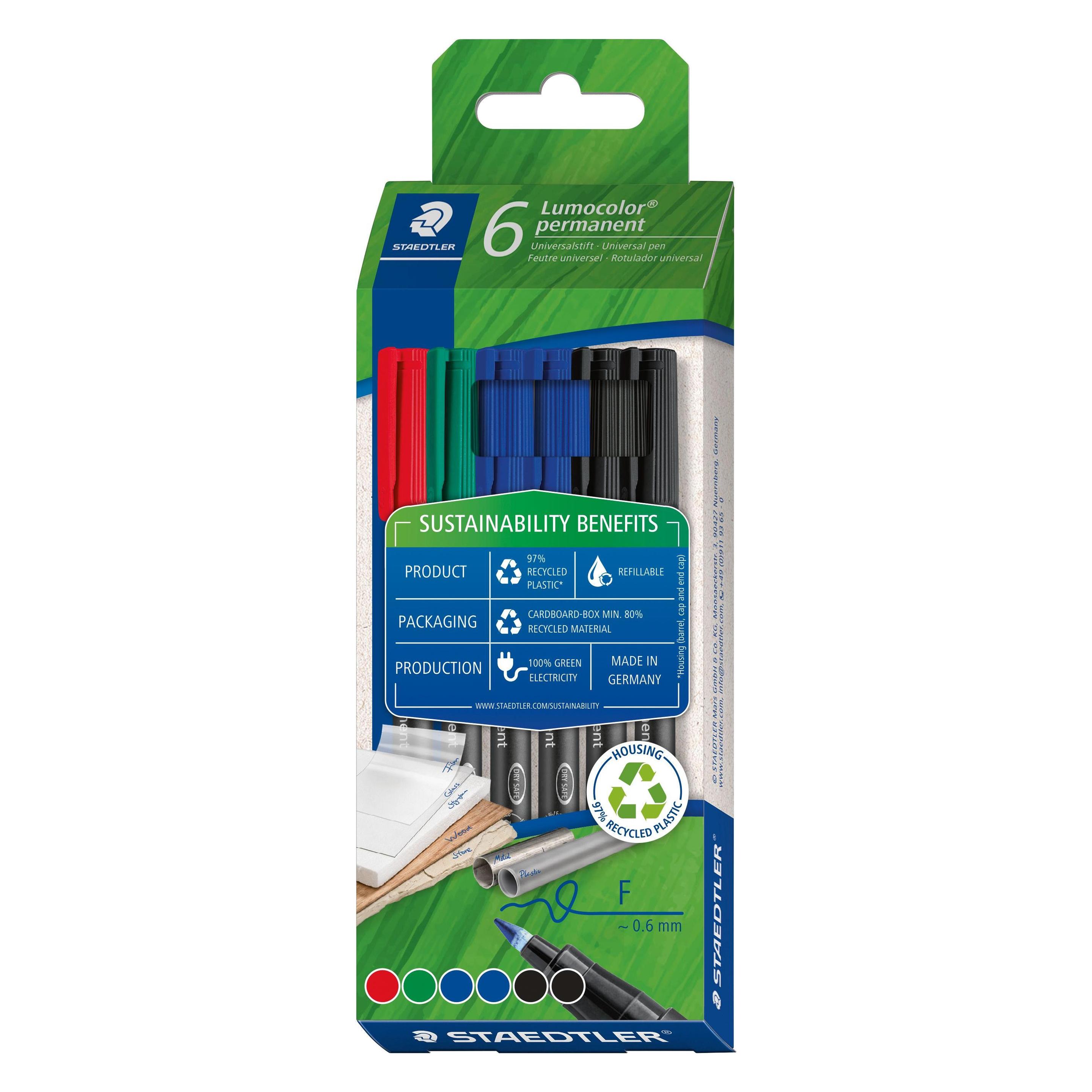 Staedtler Lumocolor Permanent-Marker 318F, 6er Kartonetui (6x) (318 C6-1)