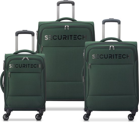 Securitech By Delsey Paris - Vanguard Kofferset - 3-teilig - Handgepäck 35L + aufgegebenes Gepäck 71L und 106L - Grün