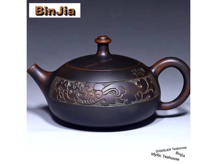 Théière chinoise en argile violette faite à la main Qinzhou Nixing poterie filtre bouilloire maison beauté infuseur personnalisé Dragon Phoenix ensemble fournitures
