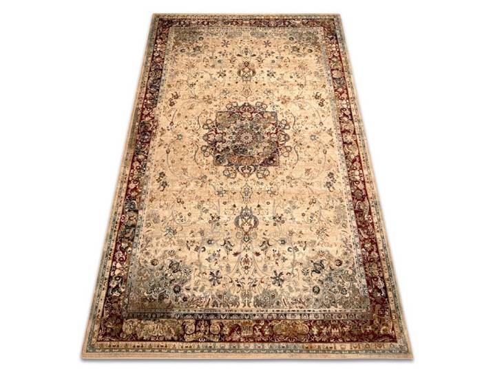 Tapis en laine POLONIA KORDOBA25 Rosette cadre rubis clair - 135x200 cm