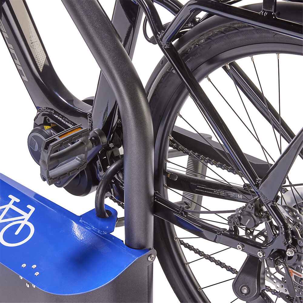Fahrradständer, für E-Bikes mit Batteriebox, grau/blau, Rostschutzbehandlung Mottez
