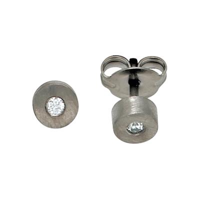 Paar Ohrstecker JOBO "Ohrringe Titanohrringe 5 mm", titanfarben, Ohrringe, Damen, 4,9mm, SI = kleine Einschlüsse, Diamanten Titan, Diamanten, Titan, Titan mit 2 Diamanten
