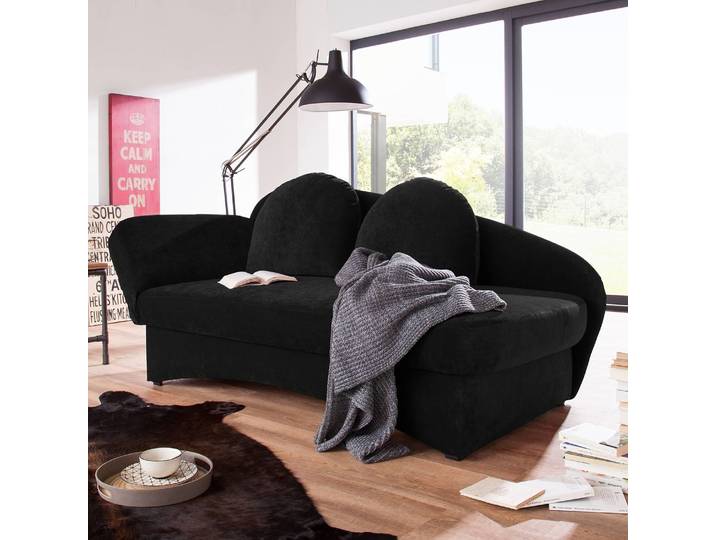 Recamiere Velours Schwarz/Schwarz Velours 182 x 85 x 86cm Armlehne davorstehend links Landhaus