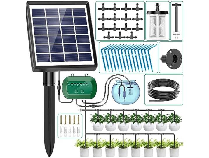 Kit d'irrigation goutte à goutte pour plantes en pot, système solaire pour jardin, système d'arrosage automatique pris en charge, dernier modèle 2024