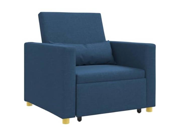 Tmriohed 3-in-1 Schlafsofa Einzel mit Kissen Blau 90x165x87 cm Flexibles 3-in-1 Einzelsofa für Wohnzimmer und Gästezimmer: Schnell vom Sessel zum Gästebett verstellbar.