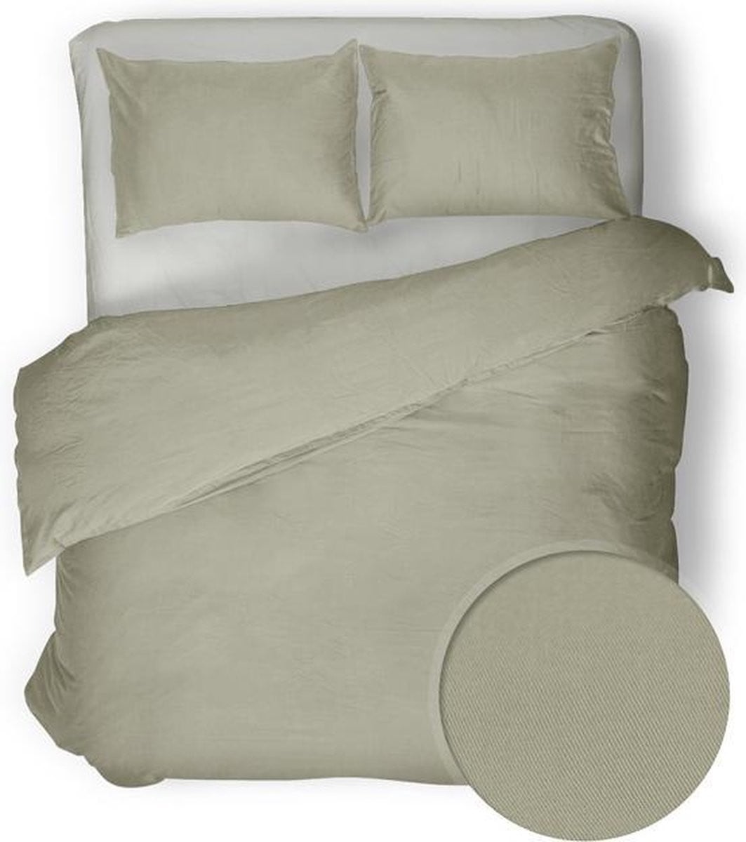 YELLOW Velvet Touch Dekbedovertrek Tweepersoons Oxford Sand 200x220 cm