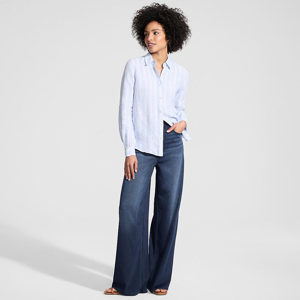 Starfish Knit-Jeans mit weitem Bein, Damen, size: regular, Blau, Baumwoll-Mischung/Polyester-Mischung, by Lands' End