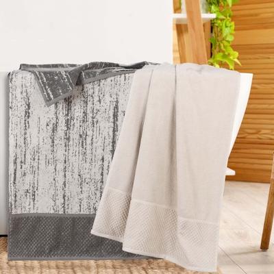 Superior Modern Cotton 2 Piece Oversized Bath Sheet Set- Jacquard Solid & Abstract Patterned Mix