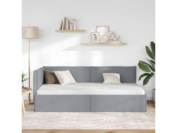 KTHLBRH Eck-Bettrahmen hellgrau 80 x 200 cm Stoff Robuste Holzkonstruktion, L-förmiges Design, umwandelbar in ein Sofa, platzsparend