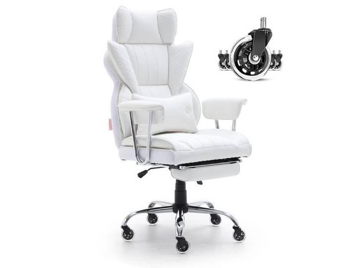 Chaise de Bureau en Cuir - VEVOR - Chaise de Bureau Fauteuil de Direction Ergonomique Inclinable Repose-Pieds