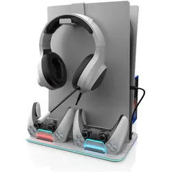 Freaks and Geeks FREAKS PS5 Base Ricarica e Supporto Multifunzione Cooling (PS5), Weiss, Schwarz