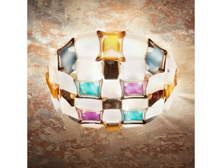Plafonnier Mida, Ø 67 cm, multicolore/blanc - Slamp - Salon / séjour - Design - Plastique - Rond
