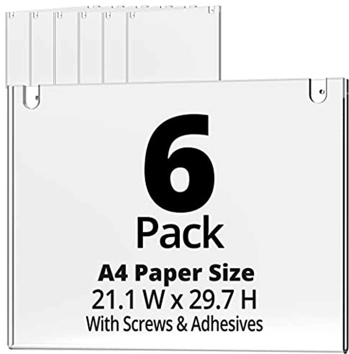 A4 Acryl Bordhouder voor Wandmontage - Premium Hangende Bordhouder - Liggend - 6-pack
