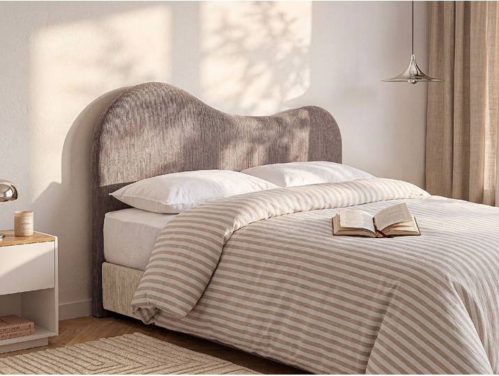 Bettkopfteil – 180 cm – Strukturierter Stoff – Taupe – VORIOTA