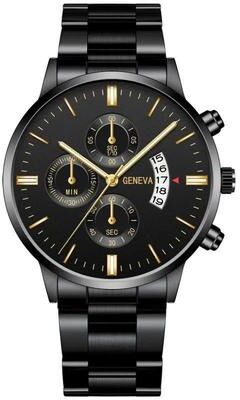 Uplifted Finds New Fashion Men's Sports Luxury Calendar Quartz Wristwatch Business Stainless Steel Casual Watch black gold