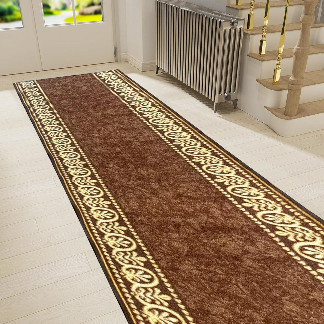 ClassicLiving 056 Brown 80cm X 1066cm Abstract Machine Tufted Area Rug Brown Runner 80 x 944 cm