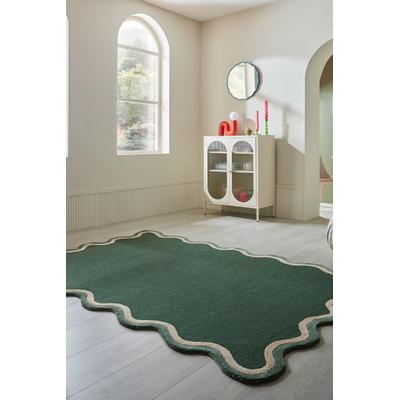 Wollteppich FLAIR RUGS "RIVO", grün, B:200cm H:8mm L:290cm Ø:22cm, Oberfläche: 88% Wolle, 12% Viskose. Rückseite: 100% Baumwolle, Teppiche, mit leichtem Schimmer, 100% Wolle
