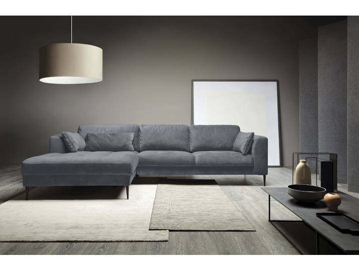 Ecksofa TRENDMANUFAKTUR Luzi, wahlweise mit Schlaffunktion & Bettkasten., L-Form , blau (moonlight ocean), B:280cm H:80cm T:168cm, 100% Polyester, Sofas, Ecksofa, Designsofa mit tollem Sitzkomfort, Metallfüsse schwarz, Breite 280 cm