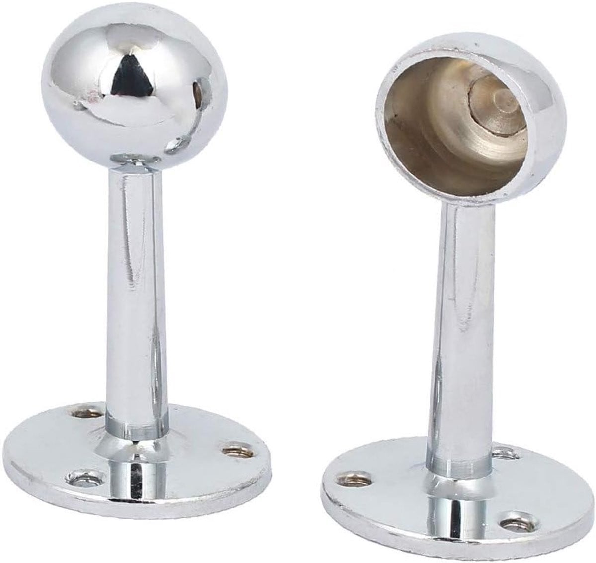 Set van 2 zilverkleurige metalen garderobestangsteunen voor het ophangen van kleding