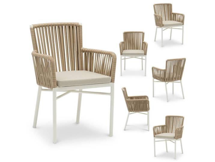 GARTENSTÜHLE AFUERA 6er-Set weiß, champagne