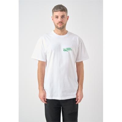 T-Shirt CLEPTOMANICX "Partyservice", Herren, Gr. XL, weiß, 100% Baumwolle, bedruckt, normal, Rundhals, Shirts T-Shirt, mit großem Rückenprint