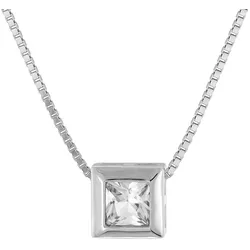 trendor 51655-01 Damen-Halskette 925 Silber mit weißem Zirkonia-Anhänger, 40 cm