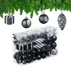 Relaxdays Weihnachtskugeln im 72er Set Weiß,Schwarz