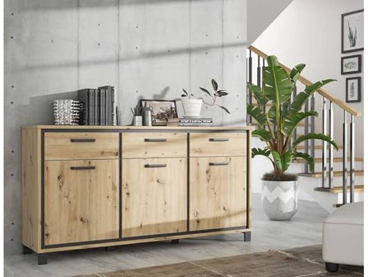 möbelando Kommode >Trondheim< in schwarz,braun - 178,4x94,1x41,5cm (BxHxT)