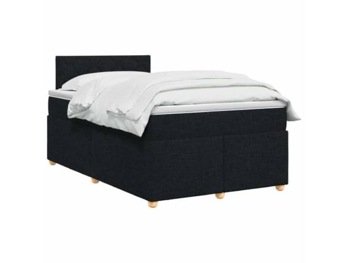 PUGYNBK Boxspringbett mit Matratze, Schwarz, 120 x 190 cm Verstellbares Kopfteil, 78-88 cm, USB-LED-Lichter, gepackte Spulen, Massivholz, waschbare Bezüge