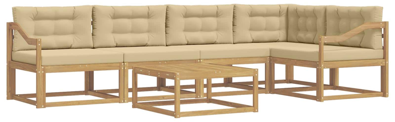 Outdoor-Sofagarnitur 6 pcs Weiß und Beige 79 x 79 x 37 cm