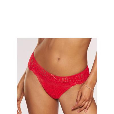 String LASCANA "Cara", Damen, Gr. 36/38, Spitze, rot, Spitze, Obermaterial: 87% Polyamid, 13% Elasthan, körpernah, Unterhosen String, aus dezent transparenter Spitze, anteilig aus recyceltem Material