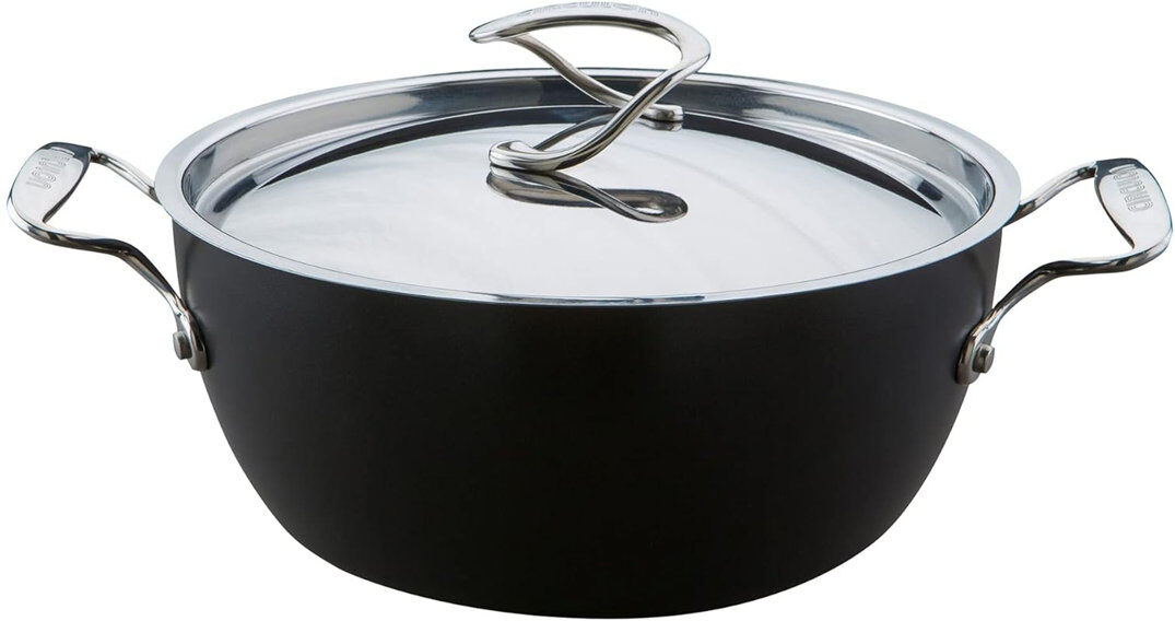 Meyer Circulon Style Hard Anodised Non Stick Deep Chefs Casserole/ 26Cm/5.2L/ With Stainless Steel Lid Black 5.2L