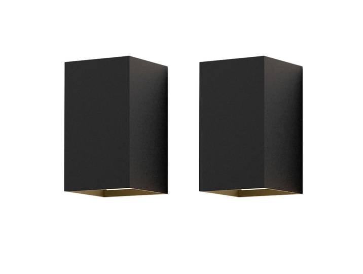 Applique murale en aluminium noir 10x10x20cm lot de 2 led 3000k 5w
